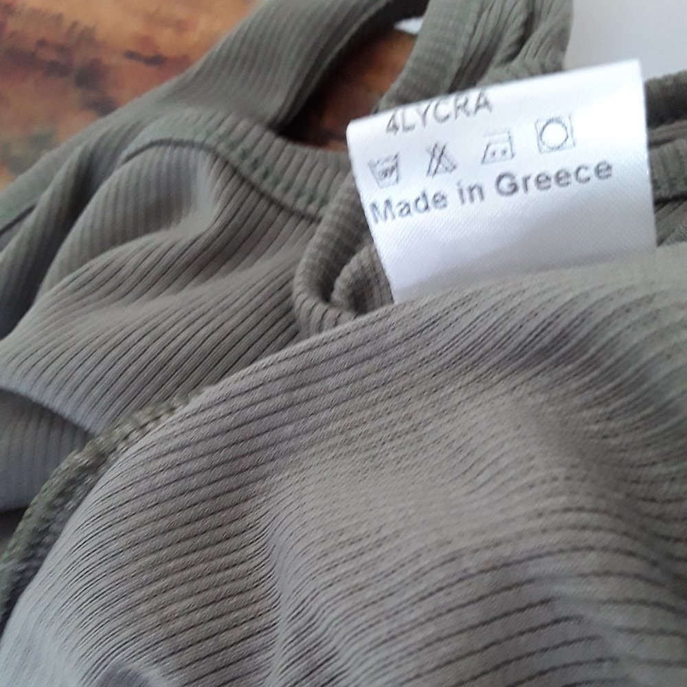 Khaki Green Ribbed Racer Back Tank Top - Picture 7 of 7